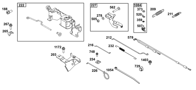 Controls Group Diagram and Parts List for 305447-0342-B5 200000 - 399999 Briggs and Stratton Engine